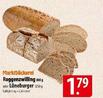 Roggenzwilling 800 g oder Lüneburger 1250 g