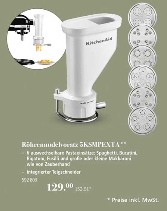 Röhrennudelvoratz 5KSMPEXTA von KitchenAid