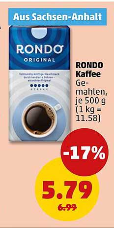 RONDO Kaffee, gemahlen, je 500 g