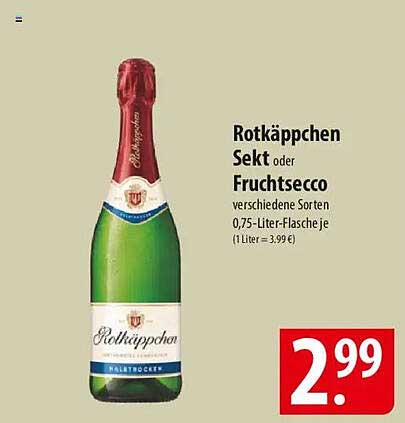Rotkäppchen Sekt oder Fruchsecco verschiedene Sorten 0,75-Liter-Flasche