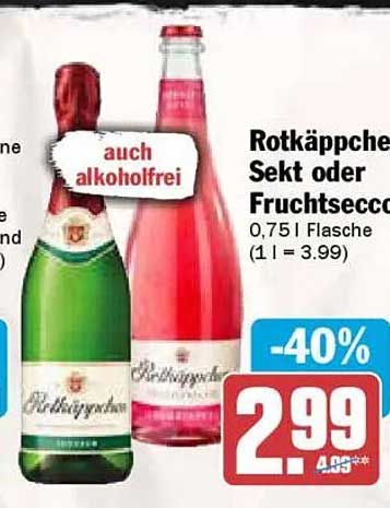 Rotkäppchen Sekt oder Fruchtschaumwein, 0,75 l Flasche
