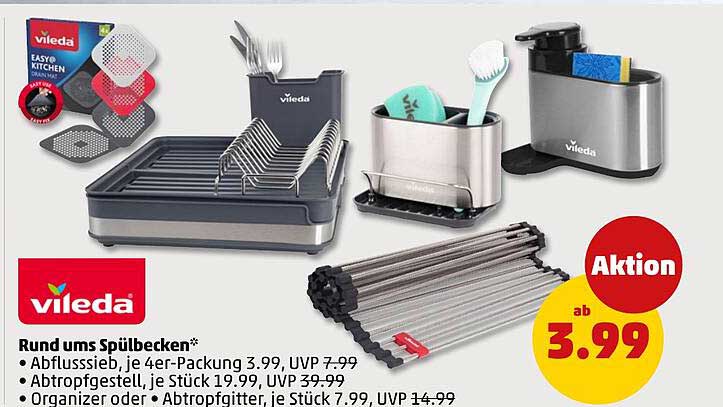 Rund ums Spülbecken von Vileda - Abflusssieb, Abtropfgestell und mehr