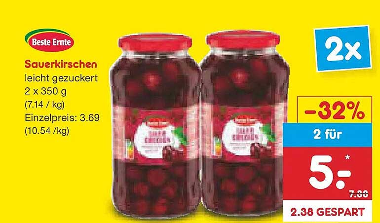 Sauerkirschen leicht gezuckert – 2 x 350 g im Vorteilspack