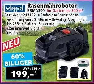 Scheppach Rasenmäher-Roboter RRMA300 für Gärten bis 300 m²