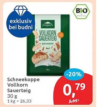 Schneekoppe Vollkorn Sauerteig 30 g - Exklusiv bei Budni