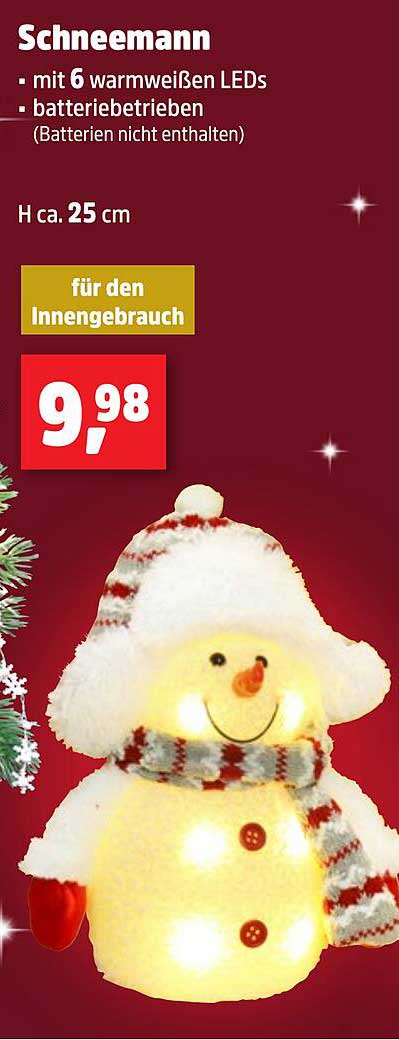 Schneemann mit 6 warmweißen LEDs