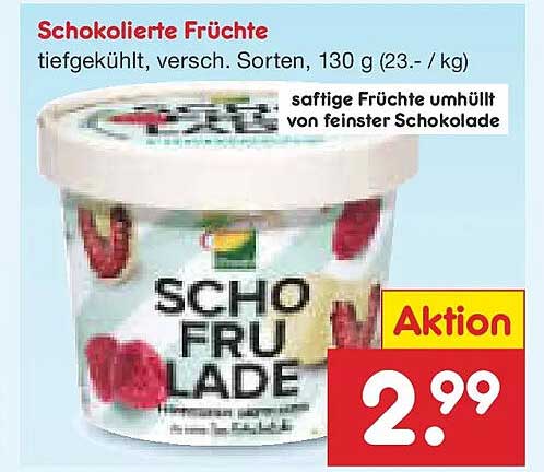 Schokolierte Früchte, tiefgekühlt, 130 g