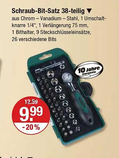 Schraub-Bit-Satz 38-teilig