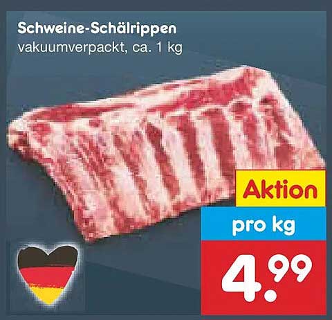 Schweine-Schälrippen vakuumverpackt, ca. 1 kg