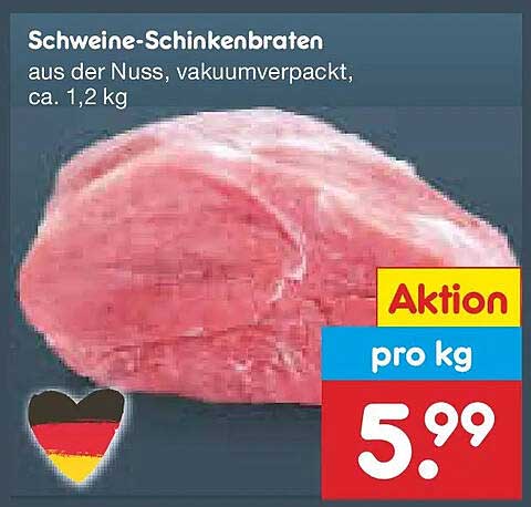 Schweine-Schinkenbraten aus der Nuss, vakuumverpackt, ca. 1,2 kg