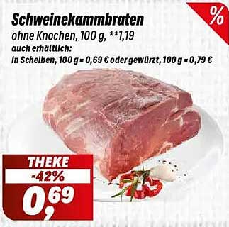 Schweinekambraten ohne Knochen, 100 g