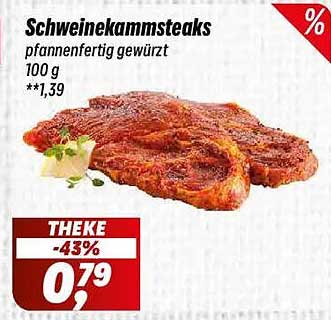 Schweinekammsteaks, pfannenfertig gewürzt, 100 g
