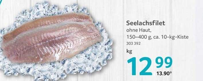 Seelachsfilet ohne Haut, 150-400 g, ca. 10-kg-Kiste