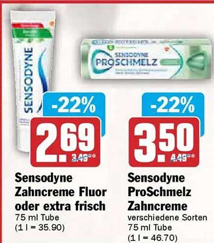 Sensodyne Zahnpasta Fluor oder extra frisch 75 ml Tube
