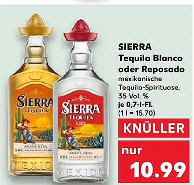 SIERRA Tequila Blanco oder Reposado - Mexikanische Tequila-Spirituose