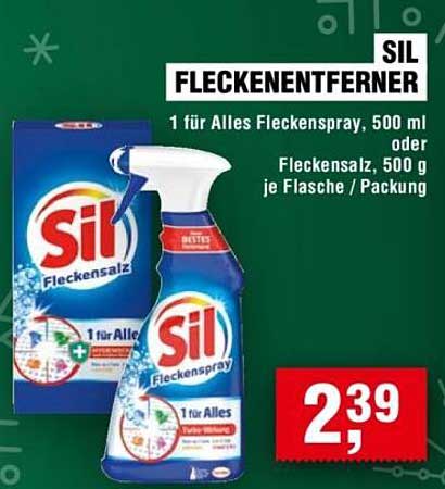 SIL Fleckenentferner 1 für Alles Fleckenspray, 500 ml oder Fleckensalz, 500 g je Flasche/Verpackung