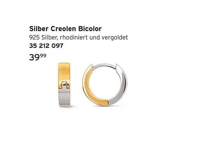 Silber Creolen Bicolor 925 Silber, rhodiniert und vergoldet