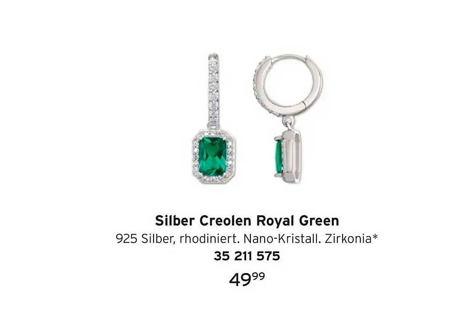 Silber Creolen Royal Green
