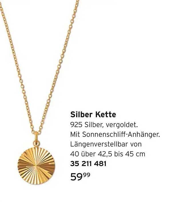 Silber Kette - 925 Silber, vergoldet mit Sonnenschliff-Anhänger