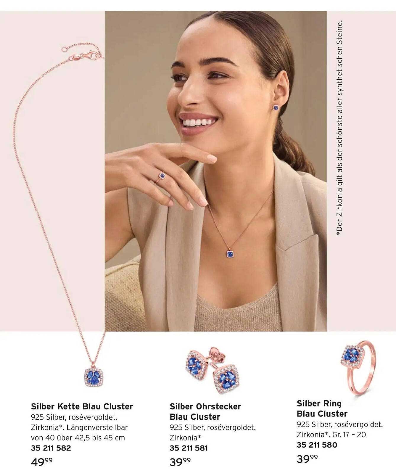 Silber Kette Blau Cluster