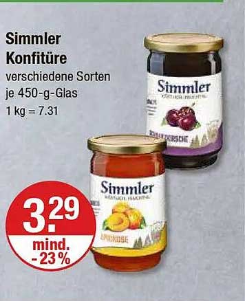 Simmler Konfitüre verschiedene Sorten je 450-g-Glas