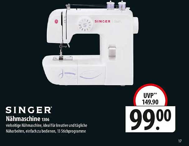 SINGER Nähmaschine 1306 – vielseitige Nähmaschine für kreative Näharbeiten