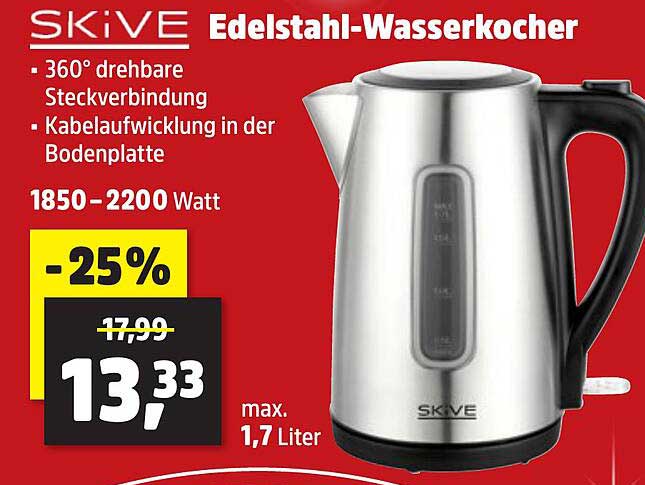 SKIVE Edelstahl-Wasserkocher