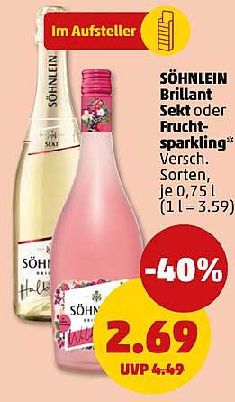 SÖHNLEIN Brillant Sekt oder Frucht-sparkling, 0,75 l