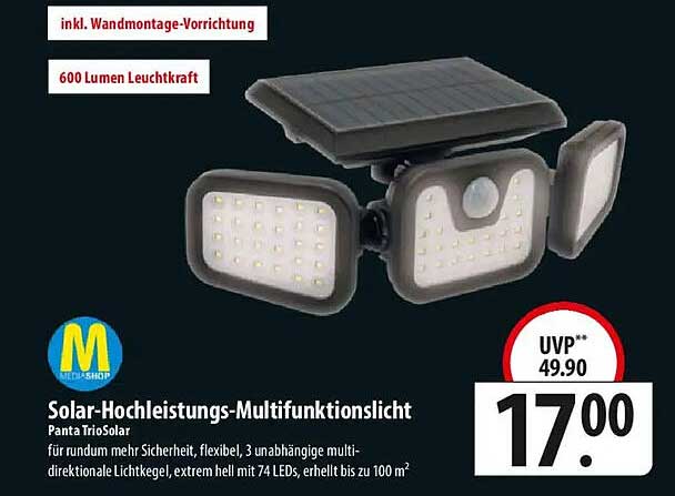 Solar-Hochleistungs-Multifunktionslicht Panta TrioSolar