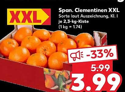 Span. Clementinen XXL 2,3-kg-Kiste - Jetzt nur 3,99 €
