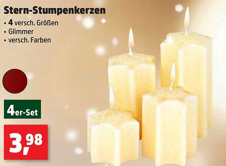 Stern-Stumpenkerzen 4er-Set