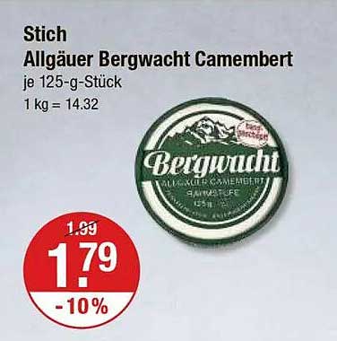 Stich Allgäuer Bergwacht Camembert 125-g-Stück