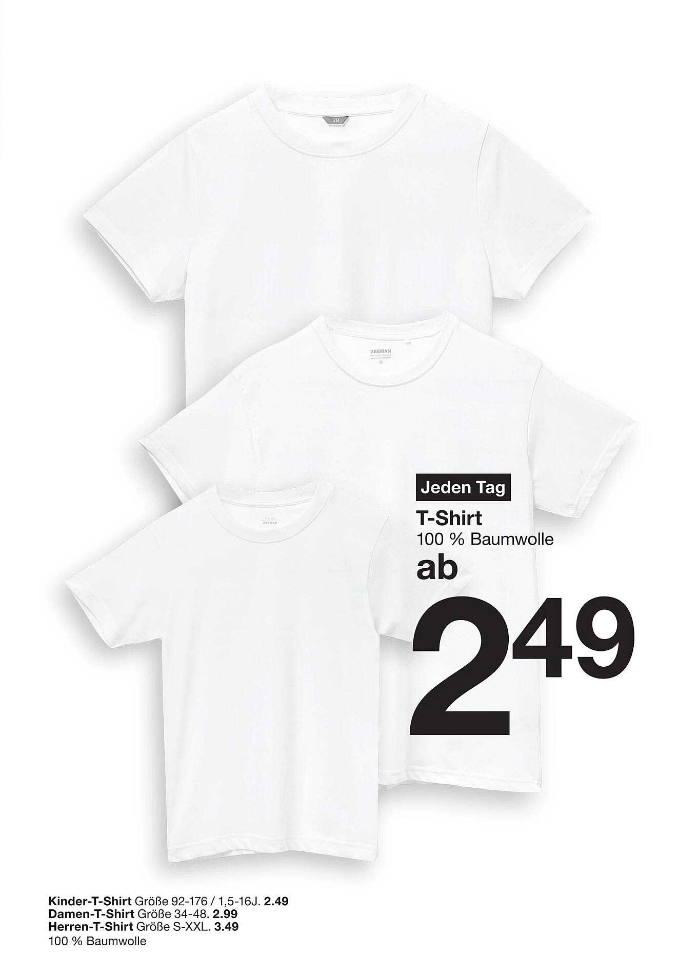 T-Shirts für die ganze Familie - 100 % Baumwolle ab 2,49 €