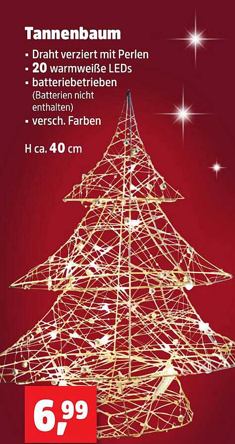 Tannenbaum aus Draht verziert mit Perlen und warmweißen LEDs