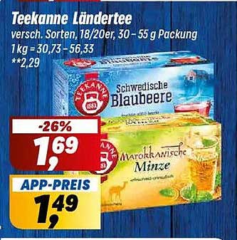 Teekanne Ländertee - Verschiedene Sorten