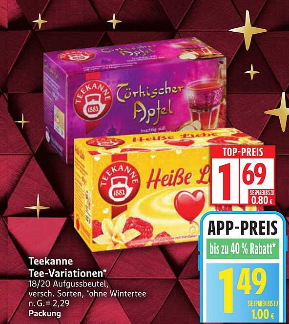 Teekanne Tee-Variationen (18/20 Aufgussbeutel, verschiedene Sorten)