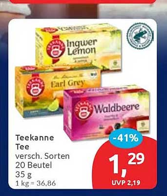 Teekanne Tee - verschiedene Sorten 20 Beutel 35 g