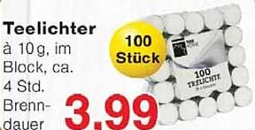 Teelichter à 10 g im Block, ca. 100 Stück