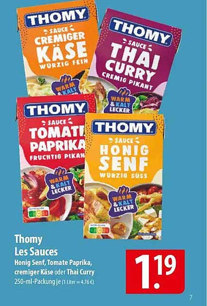 Thomy Saucen – Honig Senf, Tomate Paprika, Cremiger Käse oder Thai Curry