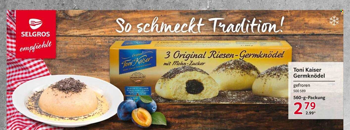 Toni Kaiser Germknödel 3 Original Riesen-Germknödel mit Mohn-Zucker - Aufgetaut