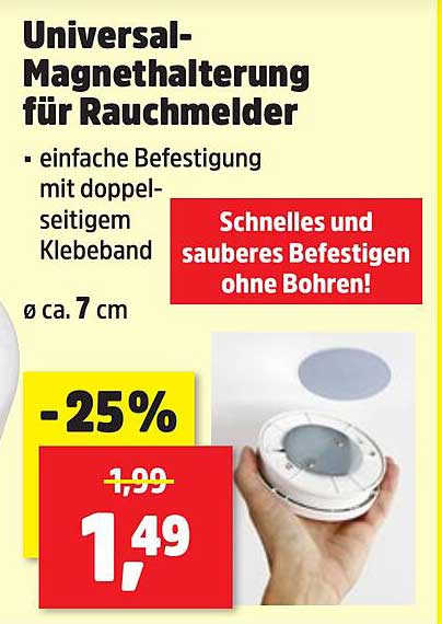 Universal-Magnethalterung für Rauchmelder