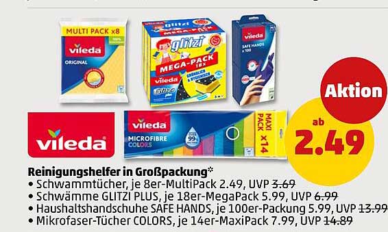 Vileda Reinigungshilfen in Großpackung – ab 2,49 €