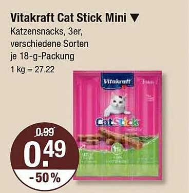 Vitakraft Cat Stick Mini Katzensnacks, 3er-Packung