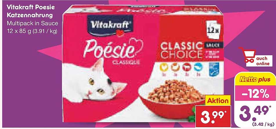 Vitakraft Poesie Katzennahrung Multipack in Sauce 12 x 85 g