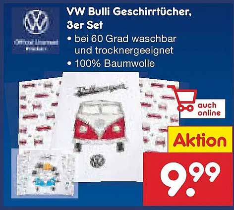 VW Bulli Geschirrtücher, 3er Set