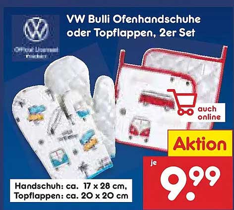 VW Bulli Ofenhandschuhe oder Topflappen, 2er Set