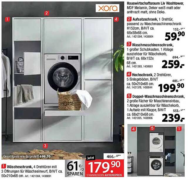 Wandschrank mit 4 Türen für Wäscheeinwurf - 61% sparen!