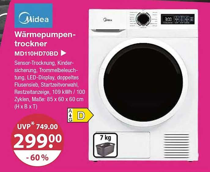 Wärmepumpentrockner MD110HD70BD von Midea