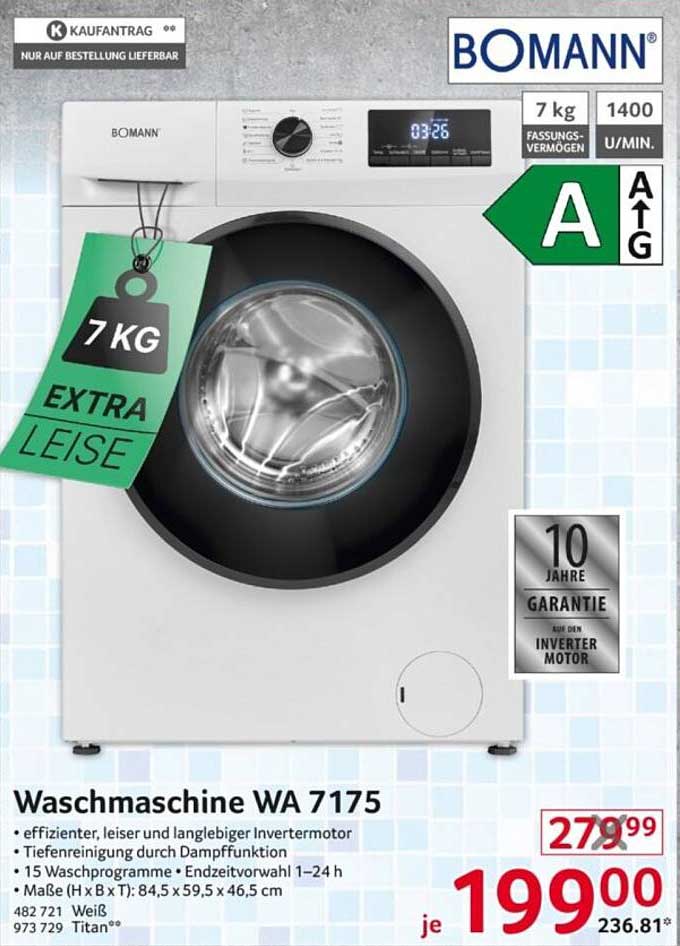 Waschmaschine WA 7175 von BOMANN - Effiziente Sauberkeit zum Bestpreis!
