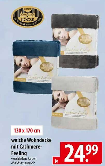 weiche Wohndecke mit Cashmere-Feeling 130 x 170 cm